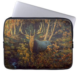 Capa Para Notebook Touro Elk na Floresta do outono