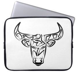 Capa Para Notebook Touro Tribal Negro e Branco / Ox