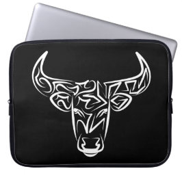 Capa Para Notebook Touro Tribal Negro e Branco / Ox