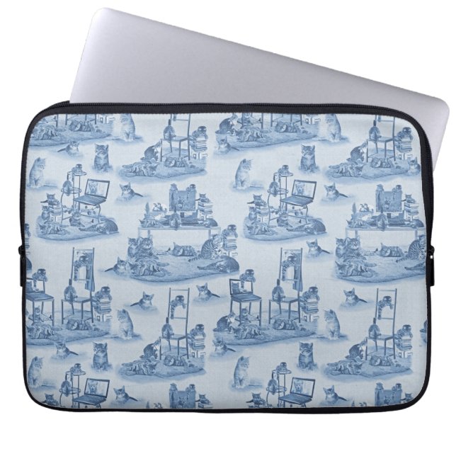 Capa Para Notebook Trabalhando em casa com o Delft Blue de duas tonal (Frente)