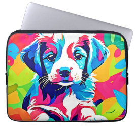 Capa Para Notebook Trabalho de arte de puppy colorida