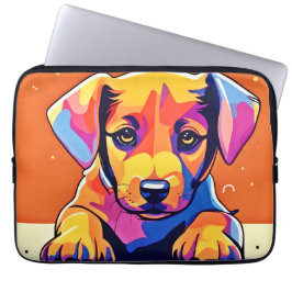 Capa Para Notebook Trabalho de arte de puppy colorida