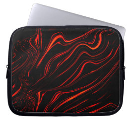 Capa Para Notebook Traços longos vermelhos ondulados sobre fundo pret