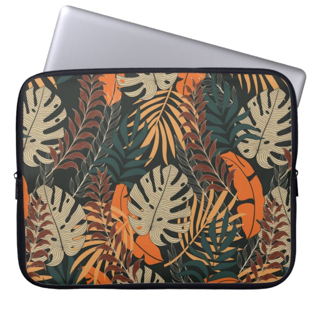 Capa Para Notebook Traz um padrão tropical sem descontinuidades com l (Frente)