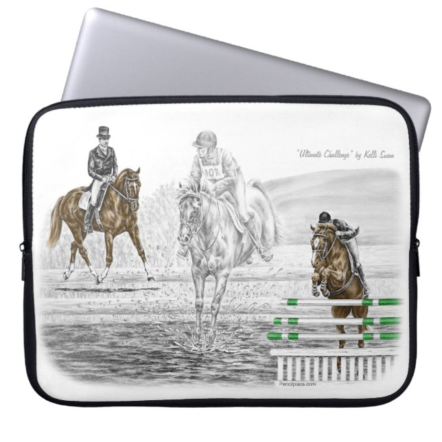 Capa Para Notebook Treinamento em Combinação de Cavalos de Eventos de (Frente)
