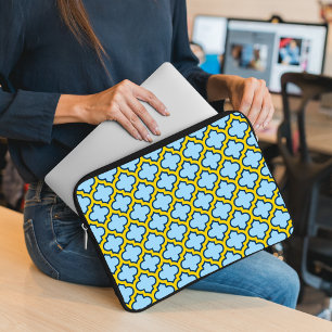 Capa Para Notebook Trellis azul e amarela, lete, quatrefoil