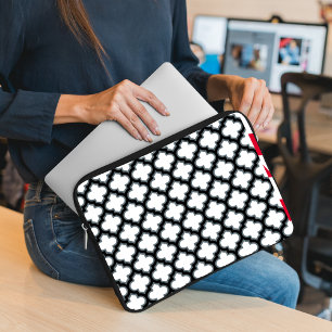 Capa Para Notebook Trellis branca e preta, lete, quatrefoil