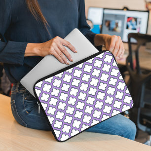 Capa Para Notebook Trellis branca e roxa, lete, quatrefoil