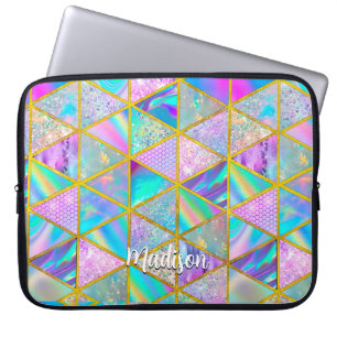 Capa Para Notebook Trendência holográfica elegante dourada esfarrapad