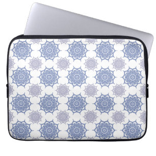 Capa Para Notebook Trendy Boho Winter Blue, White Mandala Pattern Zen