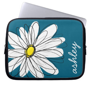 Capa Para Notebook Trendy Daisy Floral Illustração - azul e amarelo