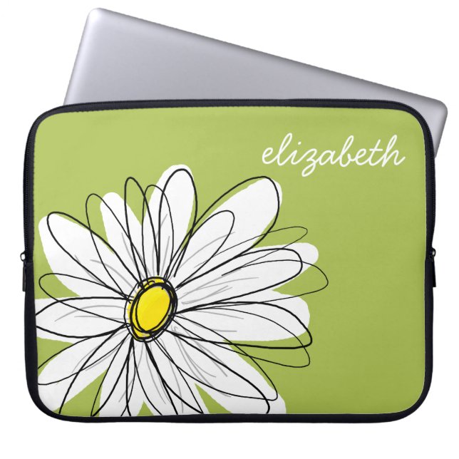 Capa Para Notebook Trendy Daisy Floral Illustração - limão e amarelo (Frente)