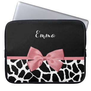 Capa Para Notebook Trendy Giraffe Impressão Rosy Arco Rosa Com Nome