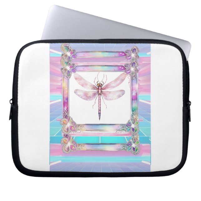 Capa Para Notebook Trendy Holographic Dragonfly Eletrônicos Bag (Frente)
