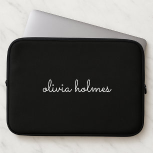Capa Para Notebook Trendy Monograma   Nome do Script Preto Moderno