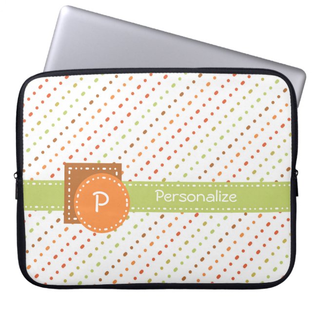 Capa Para Notebook Trendy Monogramas - Listras Pontilhadas com Nome (Frente)