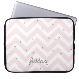 Capa Para Notebook Trendy Pastel Pink Chevron Dotty Personalizado