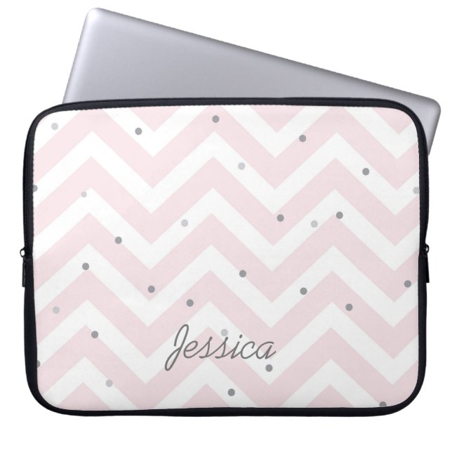 Capa Para Notebook Trendy Pastel Pink Chevron Dotty Personalizado (Frente)