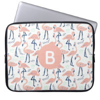 Trendy Princess Flamingo Pattern Monograma Rosa