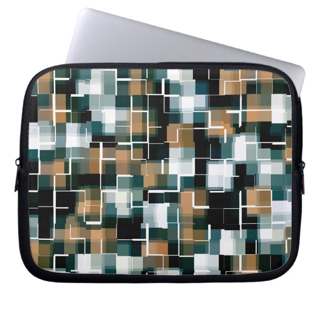 Capa Para Notebook Trendy Teal Brown Black White Xadrez (Frente)