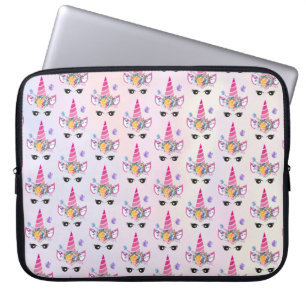 Capa Para Notebook Trendy Unicorn com Coroa Floral e Borboletas