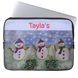 Capa Para Notebook Três Bolsa de laptop de Snowmen de Natal