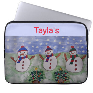 Capa Para Notebook Três Bolsa de laptop de Snowmen de Natal