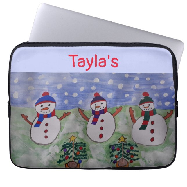 Capa Para Notebook Três Bolsa de laptop de Snowmen de Natal (Frente)