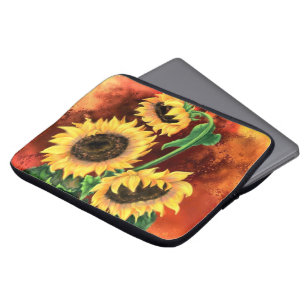 Capa Para Notebook Três Bolsas de laptop de girassóis - Pintura