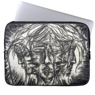 Capa Para Notebook Três Faces de Emoção de Carvão Desenho