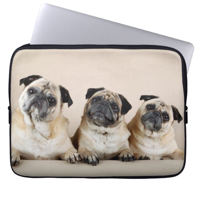 Capa Para Notebook Três Pugs Em Uma Fila (Frente)