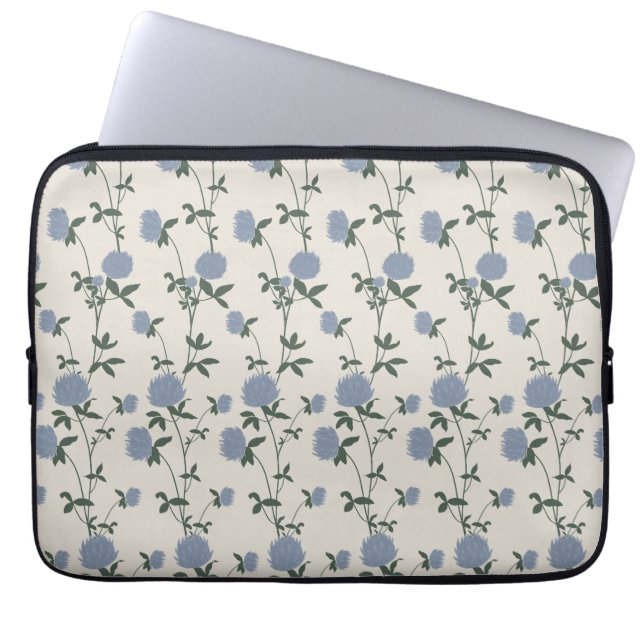 Capa Para Notebook Trevo de Prado Botânico Retro | Linho Francês (Frente)