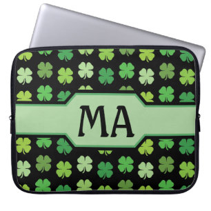 Capa Para Notebook Trevos Verdes com Monograma Inicial