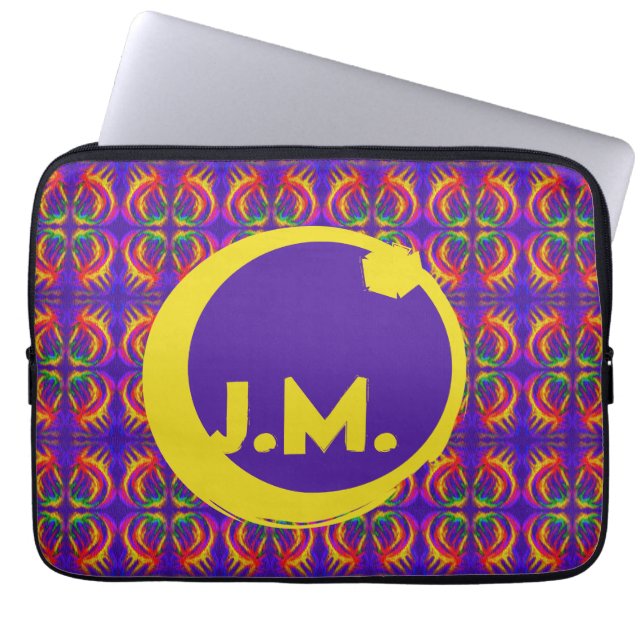 Capa Para Notebook Tribal Fiery & Your Initials Logo Eclipse (Frente)