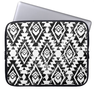 Capa Para Notebook Tribal Navajo: geometria branca negra.