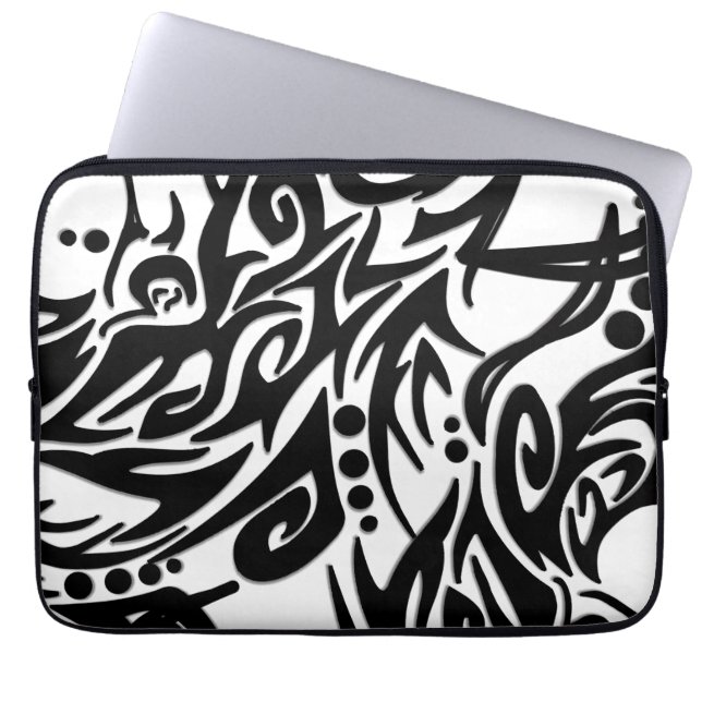 Capa Para Notebook Tribal Preto Abstrato (Frente)