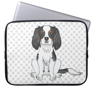 Capa Para Notebook Tricolor Cavalier King Charles Spaniel Dog & Paws