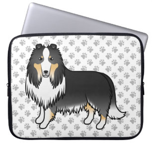 Capa Para Notebook Tricolor Collie Cute Cartoon Cão e Patas