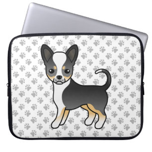Capa Para Notebook Tricolor Negro Casaco Chihuahua Cachorro e patas