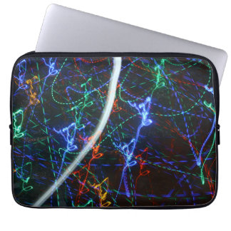 Capa Para Notebook Trilhas de Luz Neon Fotografia Abstrata. Cyberpunk
