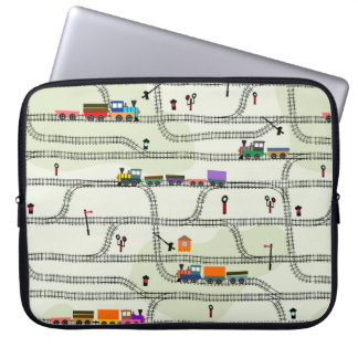 Capa Para Notebook Trilhos engraçados de padrão contínuo com locomoti