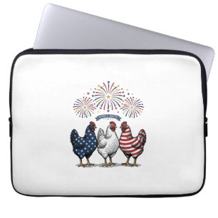 Capa Para Notebook Trio de Frango Patriótico Vetor de Gravação Vintag