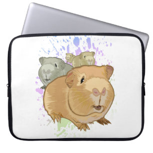 Capa Para Notebook Trio de Porquinhos-da-Índia Coloridos Arte Splash