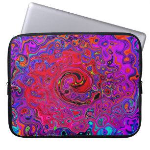 Capa Para Notebook Trippy Red and Purple Abstrato Retro Liquid Swirl