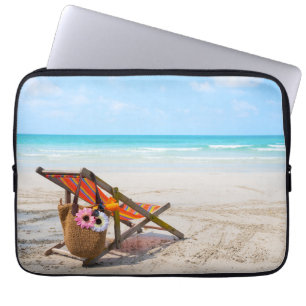 Capa Para Notebook Tropical Beaches Beach Chair on Sand