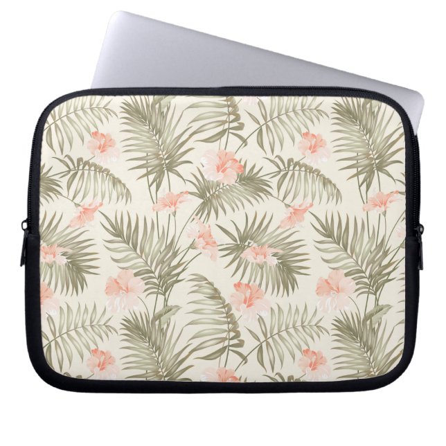 Capa Para Notebook Tropical Hisbiscus Palm Tree Pattern (Frente)