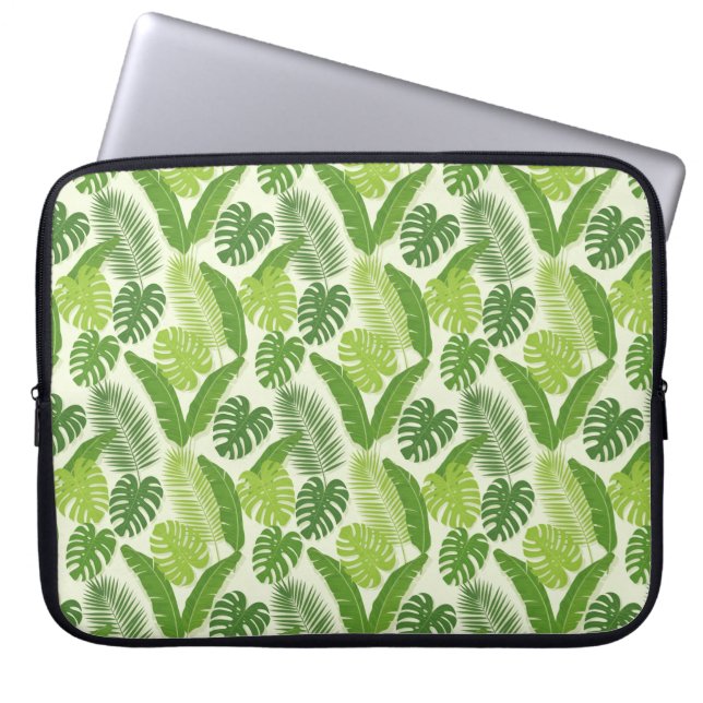 Capa Para Notebook Tropical Leaves & Monstera Seamless Pattern (Frente)