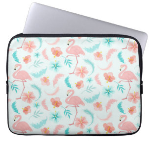 Capa Para Notebook Tropical Rosa Teal Flamingo Patterno