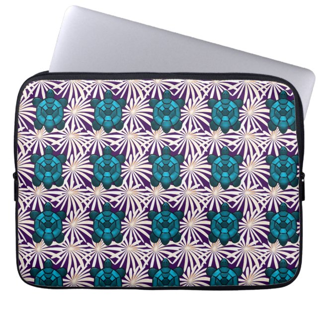 Capa Para Notebook Tropical Turtle Floral Pattern Seamless Sea Turtle (Frente)