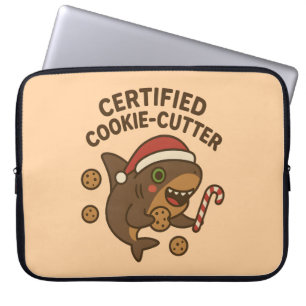 Capa Para Notebook Tubarão engraçado de Natal com piada de cortador d